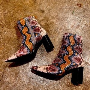Jeffrey Campbell snake skin bootie